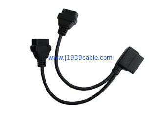 OBD2 OBDII 16 Pin Right Angle Male to Dual Female Round Split Y Cable