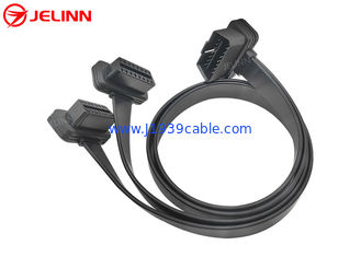 OBD2 OBDII 16 Pin J1962 Right Angle Male to Dual Female Flat Y Cable