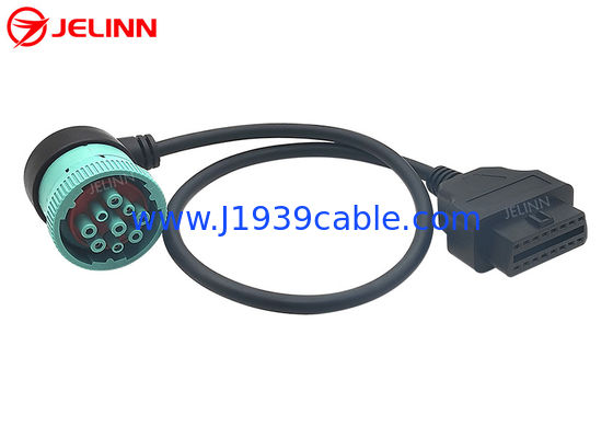 Rechtwinklige grüne Frau J1939 Deutsch 9-Pin zu J1962 OBD2 16 Pin Female Cable