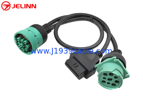 J1939 9 Pin zu OBD 2 OBD2 16 Pin Splitter Y Kabel 9Pin Splitter Drahtgurt für Lkw GPS