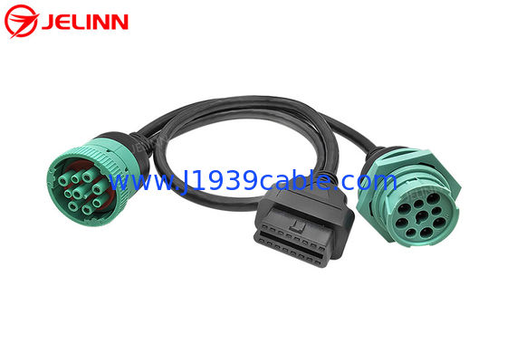 J1939 9 Pin 9pin Gewindeanschluss zu OBD 2 OBDII 16 Pin 16pin Splitter Y Kabel
